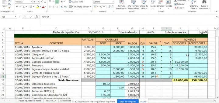 Reclamaciones por fallos en la liquidación de cuentas corrientes