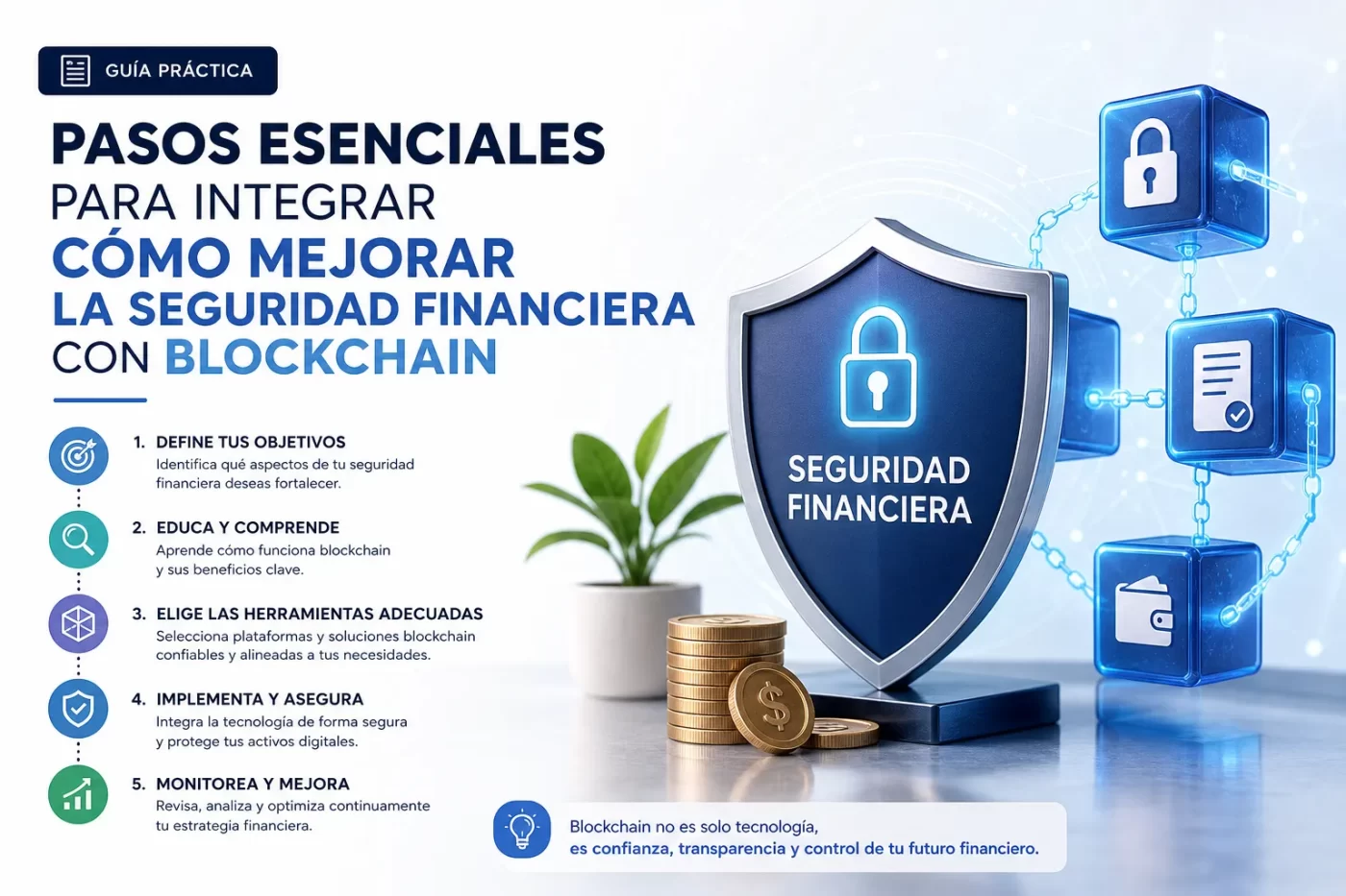 pasos esenciales para integrar Cómo mejorar la seguridad financiera con blockchain